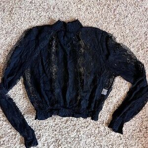 Chic Black Lace Women's Blouse